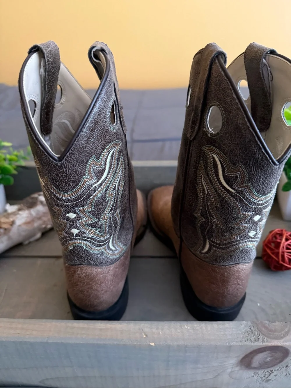 Old West Brown Western Cowboy Boots 2.5